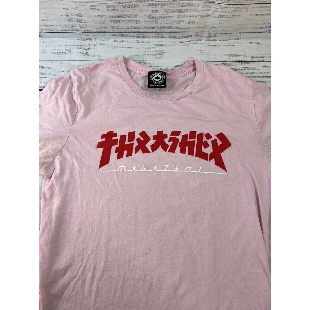 Thrasher Magazine Godzilla Logo Light Pink Womens Skateboard T-Shirt Size L - Picture 7 of 10